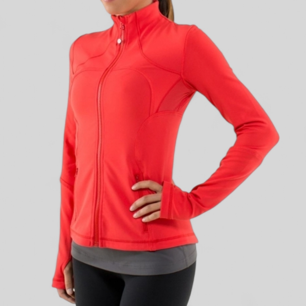 Lululemon Forme Jacket Orange Red Long Sleeve Zip Up Sz M